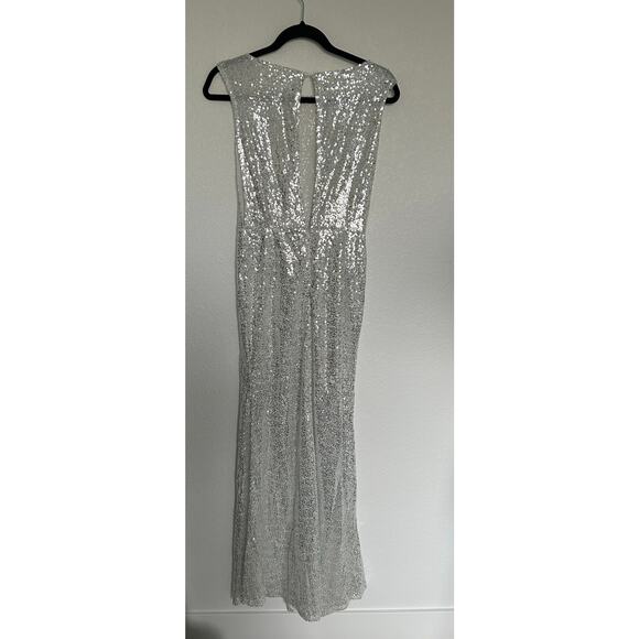 Silver Sequin Coquette Maxi Gown - S - Picture 4 of 4